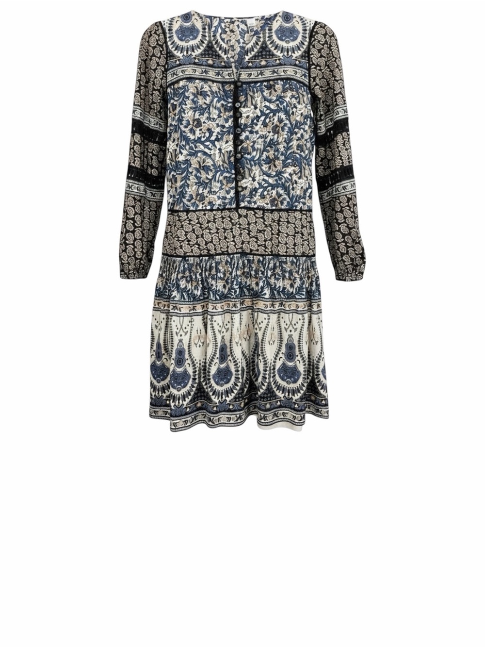 Sea NY Gemma Cotton Floral Blockprints Balloon Sleeve Round Neck Mini Dress